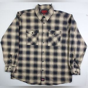 Dixxon The Barrio Heritage FR Flannel Shirt Mens Size 3X Tan Black Plaid